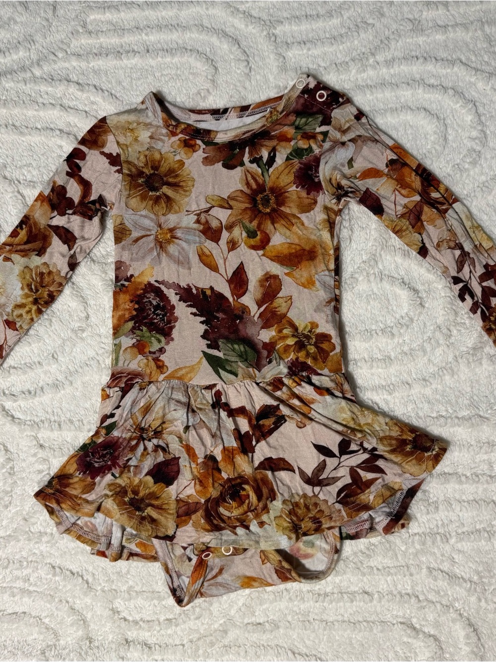 Posh Peanut Floral Long-Sleeve Bodysuit Twirl Dress
